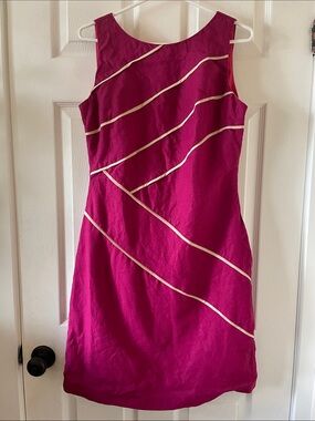 100% linen magenta pink fuschia dress